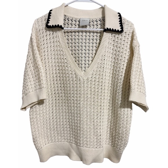 Varley Sweaters - Varley Monte V-Neck Knit Polo Cream Women's Size X-Large